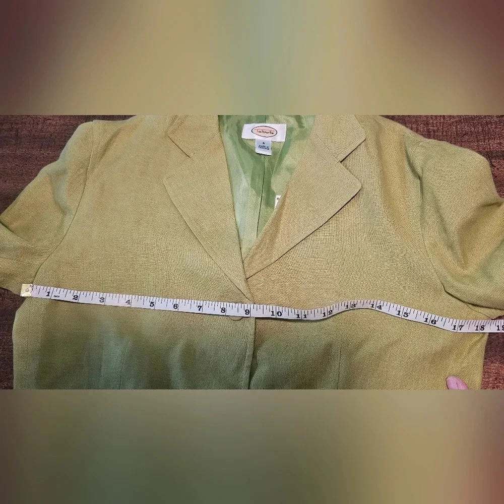 Talbots Womens Blazer Jacket Irish Linen Button Green Spring Summer Size 4 - Picture 13 of 14